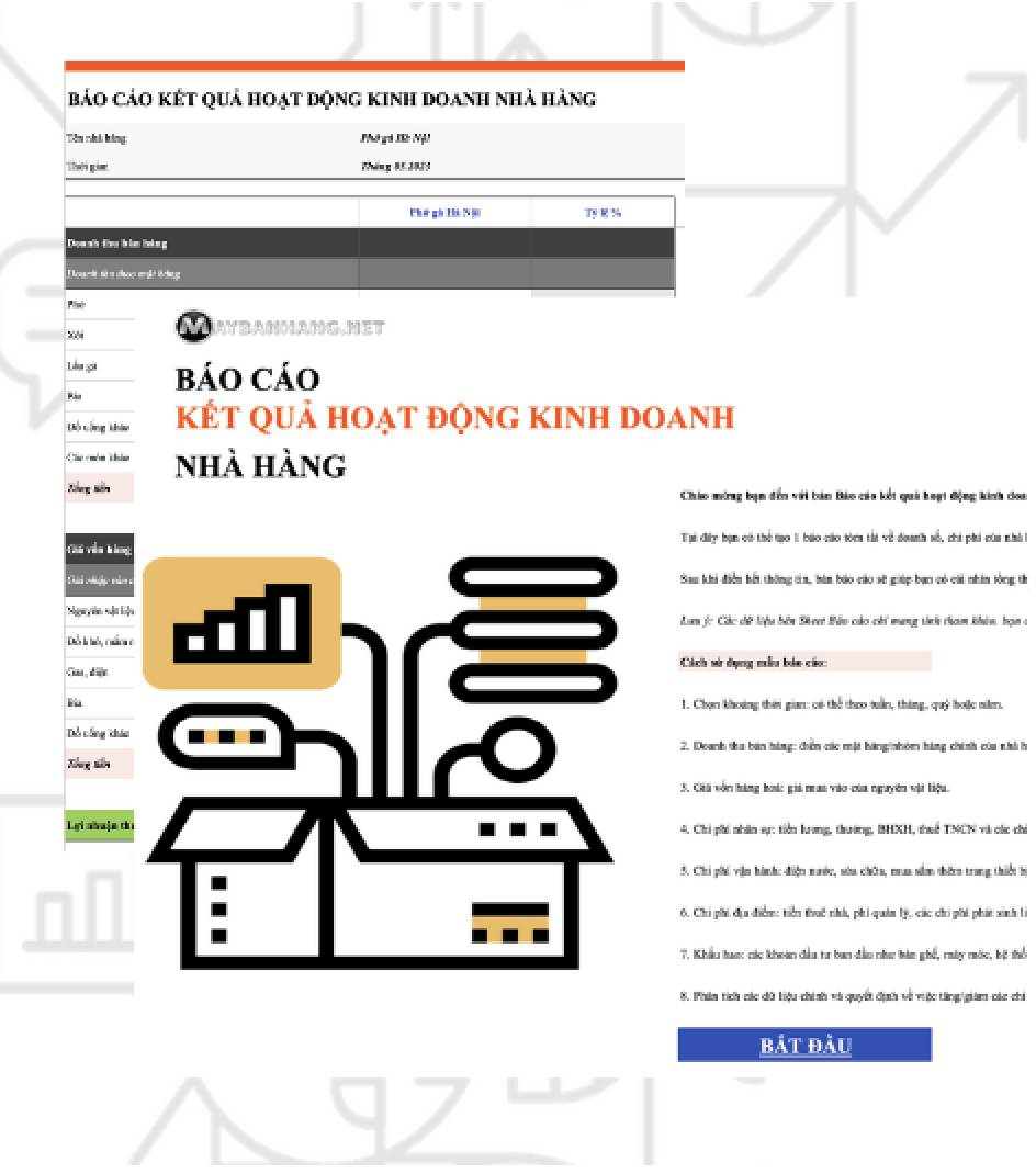 TẢI FILE EXCEL TÍNH LỢI NHUẬN, LÃI LỖ CỦA NHÀ HÀNG